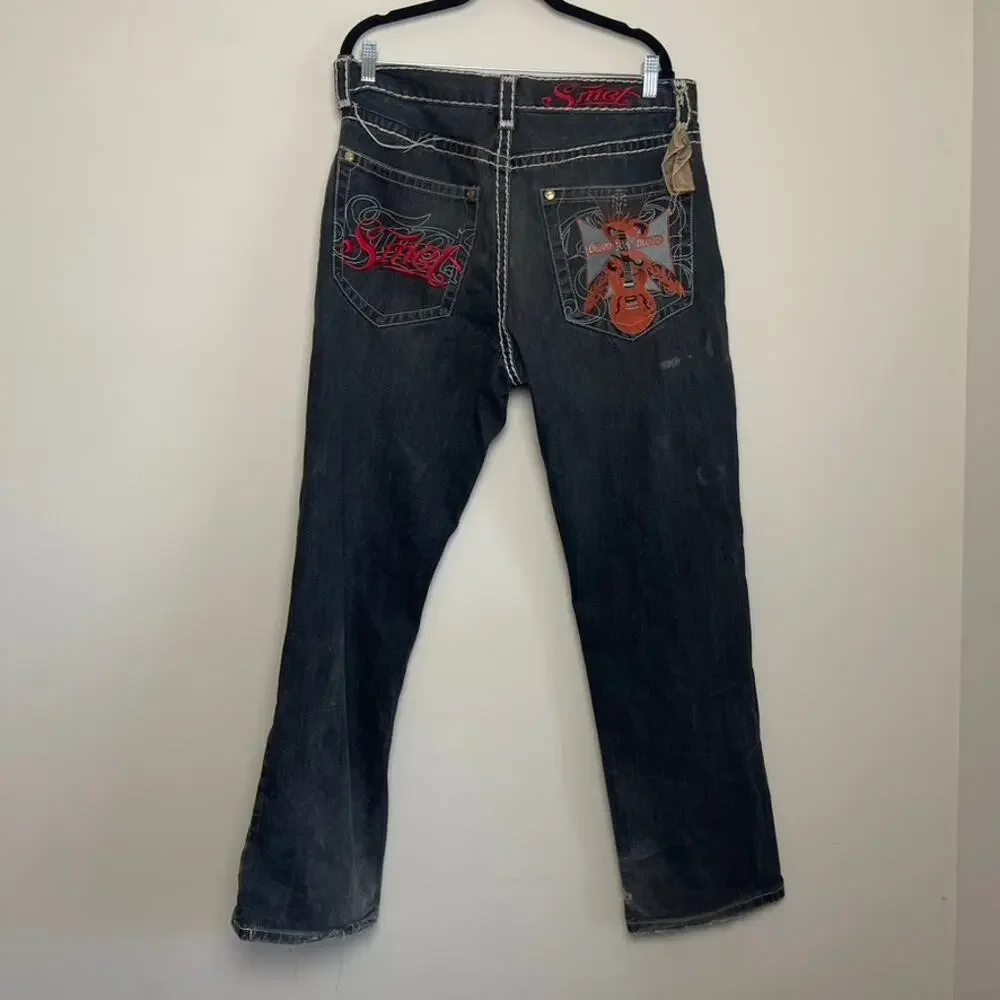 Rock Revival X True Religion Smeat Vintage‎ Washed Embroidered Distressed Jeans